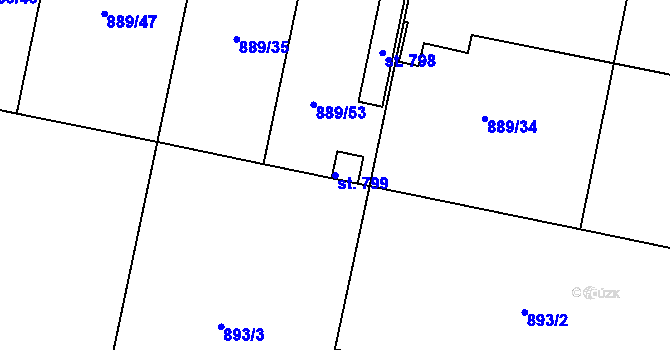 Parcela st. 799 v KÚ Cerhenice, Katastrální mapa