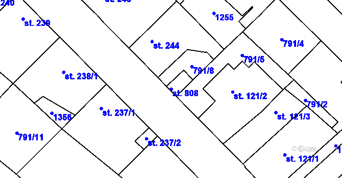 Parcela st. 808 v KÚ Cerhenice, Katastrální mapa