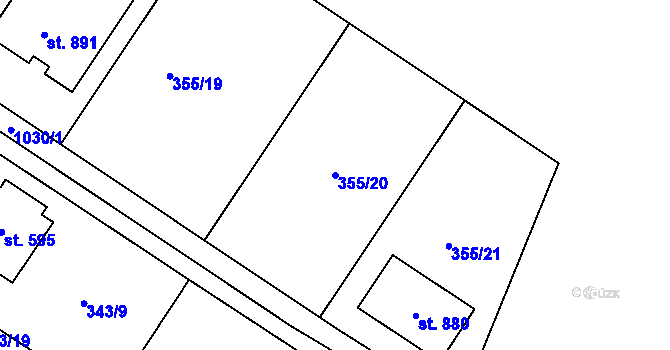 Parcela st. 355/20 v KÚ Cerhenice, Katastrální mapa