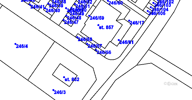 Parcela st. 246/56 v KÚ Cerhenice, Katastrální mapa