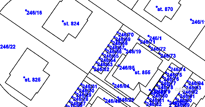 Parcela st. 246/65 v KÚ Cerhenice, Katastrální mapa