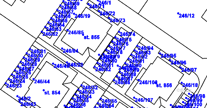 Parcela st. 246/79 v KÚ Cerhenice, Katastrální mapa