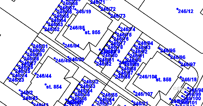 Parcela st. 246/80 v KÚ Cerhenice, Katastrální mapa