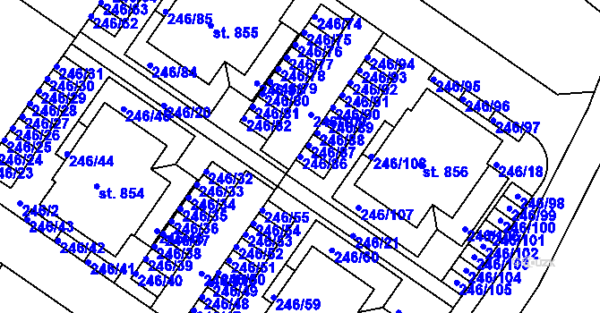Parcela st. 246/86 v KÚ Cerhenice, Katastrální mapa