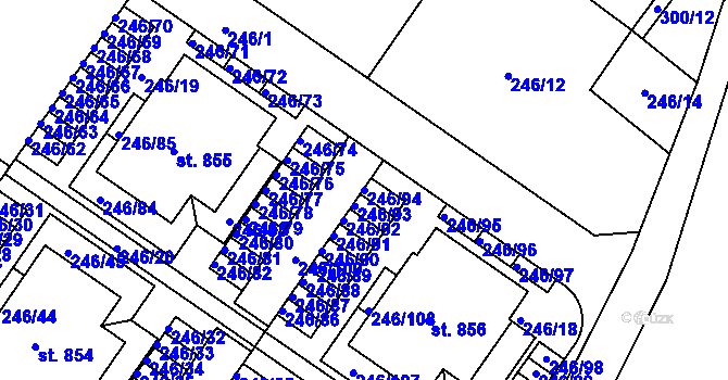 Parcela st. 246/94 v KÚ Cerhenice, Katastrální mapa