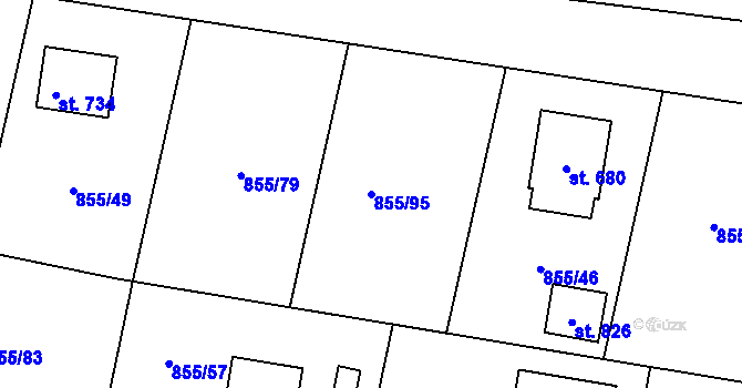 Parcela st. 855/95 v KÚ Cerhenice, Katastrální mapa