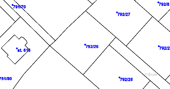 Parcela st. 792/26 v KÚ Cerhenice, Katastrální mapa