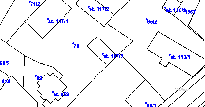Parcela st. 117/3 v KÚ Cerhenice, Katastrální mapa
