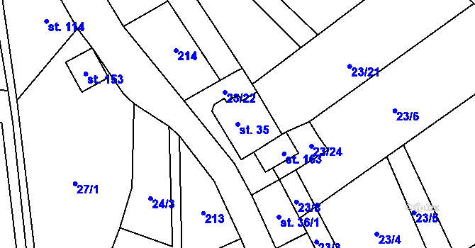 Parcela st. 35 v KÚ Cerhýnky, Katastrální mapa