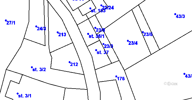 Parcela st. 37 v KÚ Cerhýnky, Katastrální mapa
