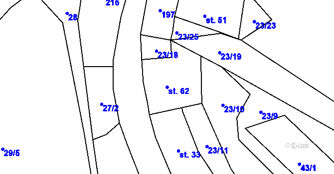 Parcela st. 62 v KÚ Cerhýnky, Katastrální mapa