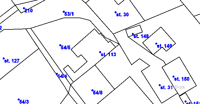 Parcela st. 113 v KÚ Cerhýnky, Katastrální mapa