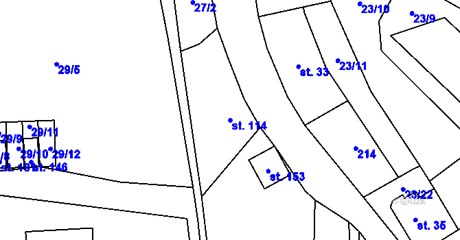 Parcela st. 114 v KÚ Cerhýnky, Katastrální mapa