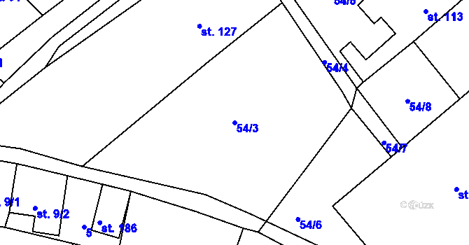 Parcela st. 54/3 v KÚ Cerhýnky, Katastrální mapa