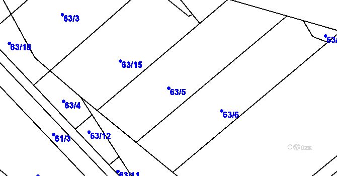 Parcela st. 63/5 v KÚ Cerhýnky, Katastrální mapa
