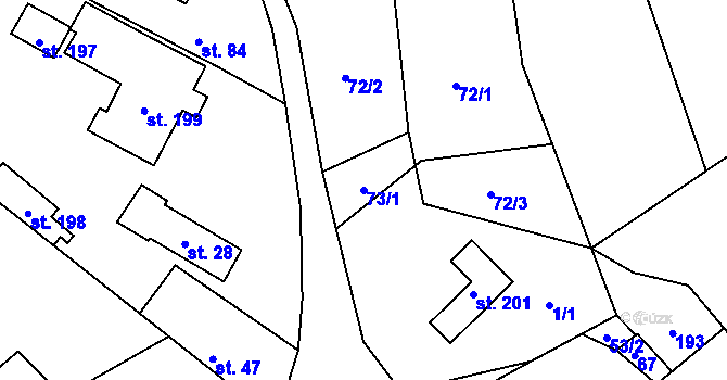 Parcela st. 73/1 v KÚ Cerhýnky, Katastrální mapa