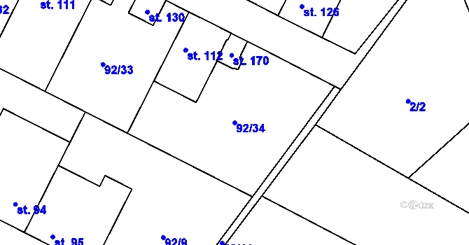 Parcela st. 92/34 v KÚ Cerhýnky, Katastrální mapa