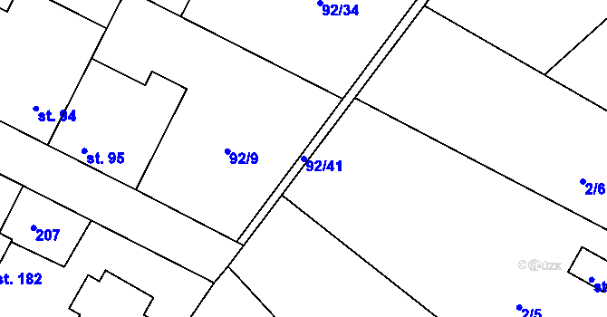 Parcela st. 92/41 v KÚ Cerhýnky, Katastrální mapa