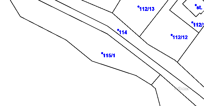 Parcela st. 115/1 v KÚ Cerhýnky, Katastrální mapa