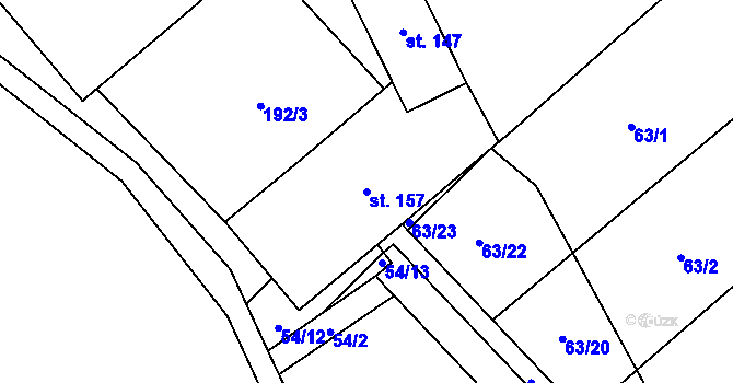 Parcela st. 157 v KÚ Cerhýnky, Katastrální mapa