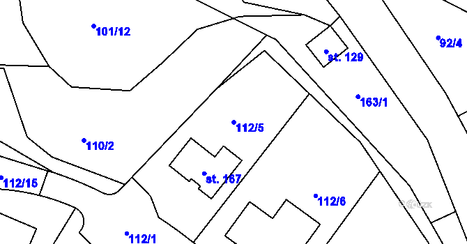 Parcela st. 112/5 v KÚ Cerhýnky, Katastrální mapa