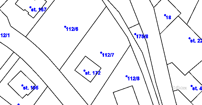 Parcela st. 112/7 v KÚ Cerhýnky, Katastrální mapa