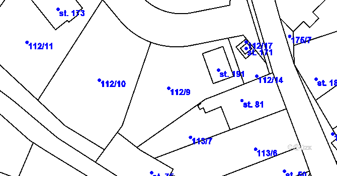 Parcela st. 112/9 v KÚ Cerhýnky, Katastrální mapa