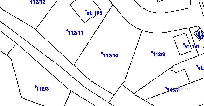 Parcela st. 112/10 v KÚ Cerhýnky, Katastrální mapa