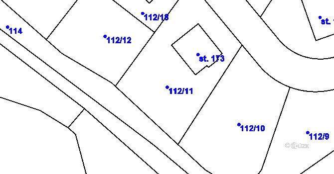 Parcela st. 112/11 v KÚ Cerhýnky, Katastrální mapa