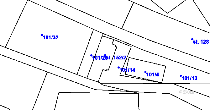 Parcela st. 152/2 v KÚ Cerhýnky, Katastrální mapa