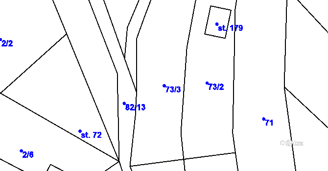 Parcela st. 73/3 v KÚ Cerhýnky, Katastrální mapa