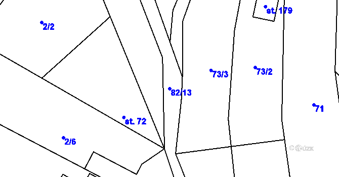 Parcela st. 82/13 v KÚ Cerhýnky, Katastrální mapa