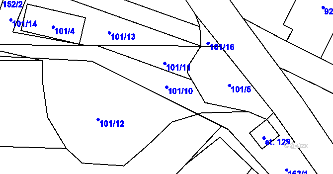 Parcela st. 101/10 v KÚ Cerhýnky, Katastrální mapa