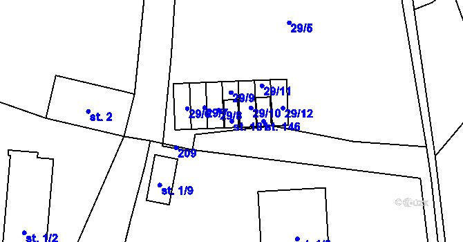 Parcela st. 181 v KÚ Cerhýnky, Katastrální mapa