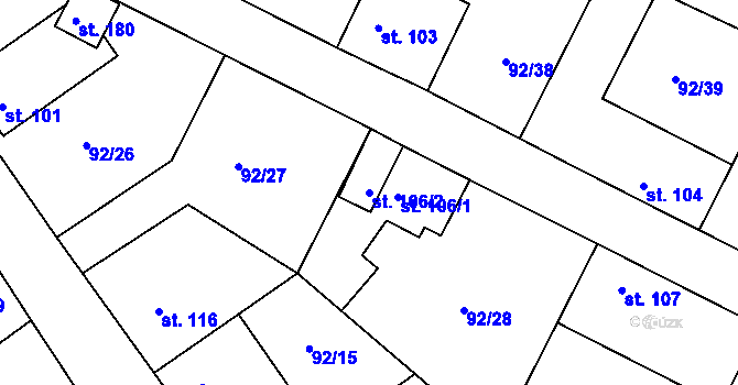 Parcela st. 106/2 v KÚ Cerhýnky, Katastrální mapa