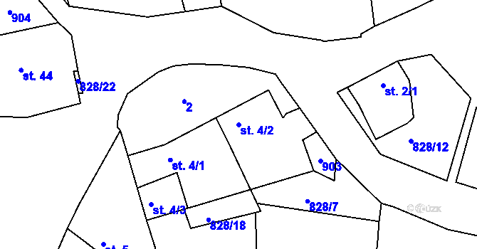 Parcela st. 4/2 v KÚ Cerhonice, Katastrální mapa