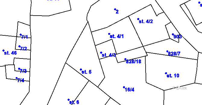 Parcela st. 4/3 v KÚ Cerhonice, Katastrální mapa