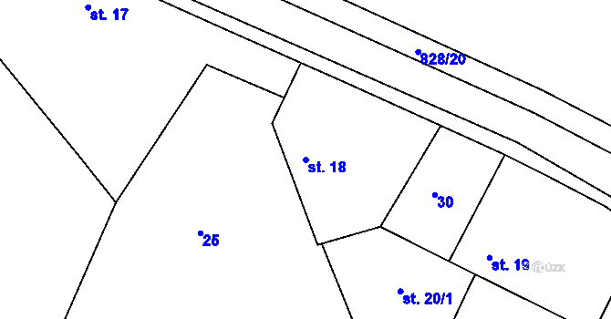 Parcela st. 18 v KÚ Cerhonice, Katastrální mapa