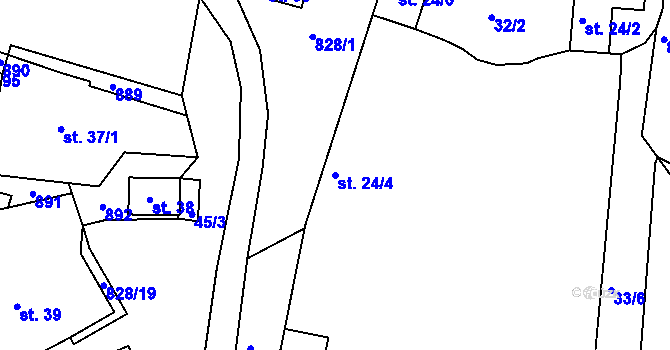 Parcela st. 24/4 v KÚ Cerhonice, Katastrální mapa