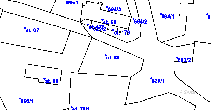 Parcela st. 69 v KÚ Cerhonice, Katastrální mapa