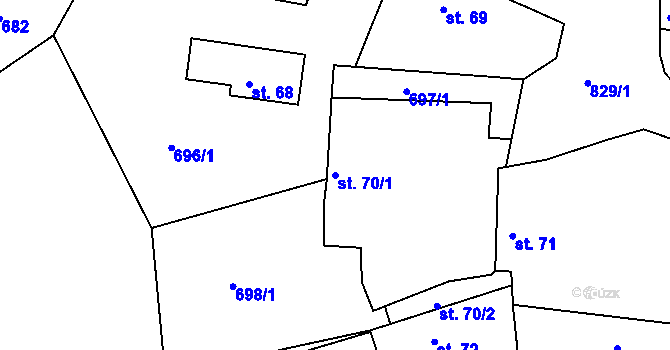 Parcela st. 70/1 v KÚ Cerhonice, Katastrální mapa