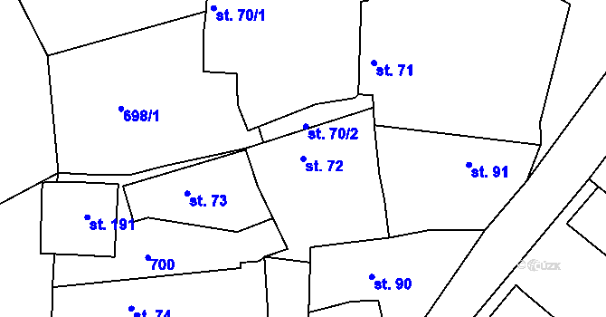Parcela st. 72 v KÚ Cerhonice, Katastrální mapa