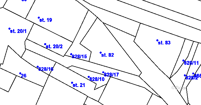 Parcela st. 82 v KÚ Cerhonice, Katastrální mapa