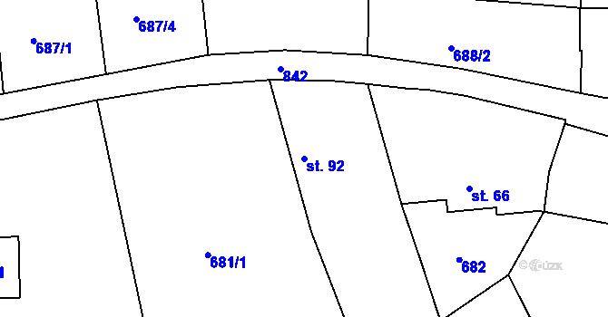 Parcela st. 92 v KÚ Cerhonice, Katastrální mapa