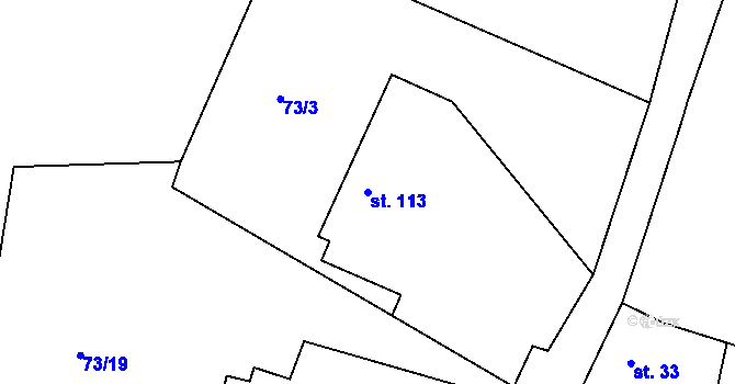 Parcela st. 113 v KÚ Cerhonice, Katastrální mapa