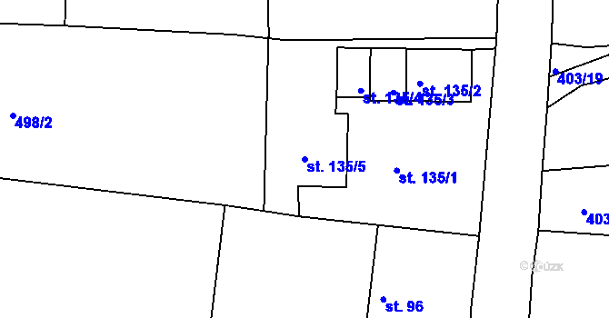 Parcela st. 135/5 v KÚ Cerhonice, Katastrální mapa