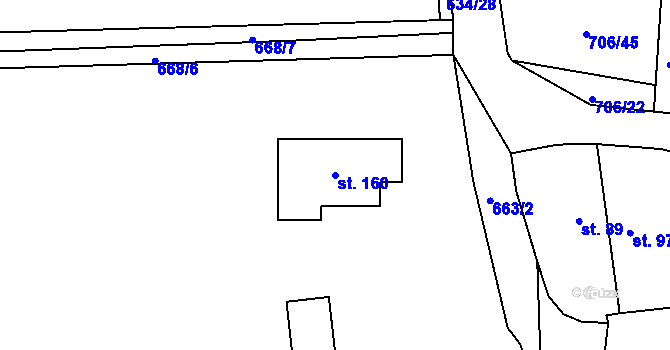 Parcela st. 160 v KÚ Cerhonice, Katastrální mapa