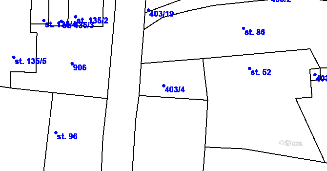 Parcela st. 403/4 v KÚ Cerhonice, Katastrální mapa