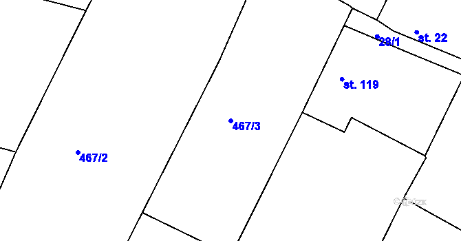 Parcela st. 467/3 v KÚ Cerhonice, Katastrální mapa