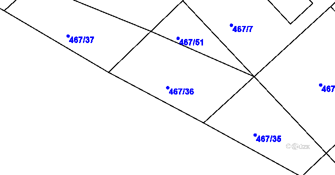 Parcela st. 467/36 v KÚ Cerhonice, Katastrální mapa